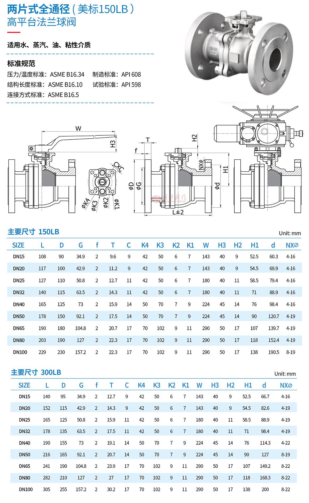 Q41F高平臺(tái)法蘭球閥參數(shù)
